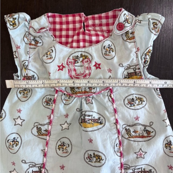Wrangler Western Rodeo Country And Red Gingham Print Dress Child’s Size 12 mths - Picture 10 of 12